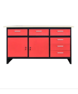 Banco da lavoro con cassetti e ante Essenza in acciaio 150x75x80 cm