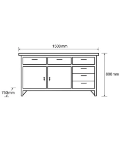 Banco da lavoro con cassetti e ante Essenza in acciaio 150x75x80 cm