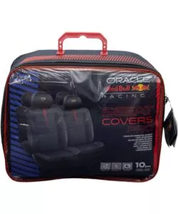 Set 4 pezzi coprisedile auto RedBull "Powerbar" nero e rosso