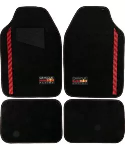 Set 4 tappetini auto RedBull "Powerbar" nero e rosso