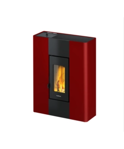Stufa a pellet ermetica FreePoint "Slim Roxy" bordeaux 6,9 kW