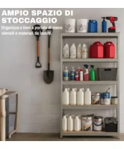 SET 2 SCAFFALI IN METALLO 5 RIPIANI EASY SYSTEM PORTATA 875 KG 90X40X180 CM