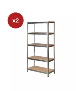 SET 2 SCAFFALI IN METALLO 5 RIPIANI EASY SYSTEM PORTATA 875 KG 90X40X180 CM