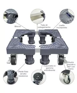 BASE TRASPORTO REGOLABILE CON RUOTE MASIDEF 62X42 CM