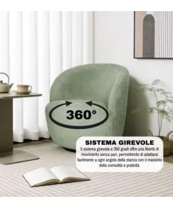POLTRONA GIREVOLE BELLAHOME "AURA" VERDE 62X62X70 CM