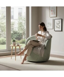 POLTRONA GIREVOLE BELLAHOME "AURA" VERDE 62X62X70 CM