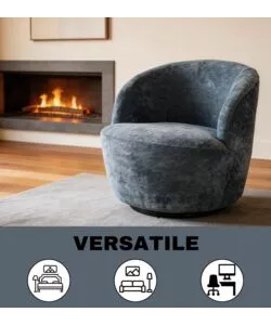 POLTRONA GIREVOLE BELLAHOME "AURA" AZZURRO 62X62X70 CM