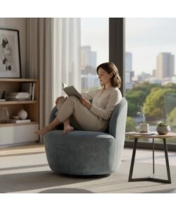 POLTRONA GIREVOLE BELLAHOME "AURA" AZZURRO 62X62X70 CM