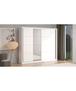 ARMADIO 2 ANTE SCORREVOLI BELLAHOME "ALBA" CON SPECCHIO BIANCO 250,8X59,8X215,7 CM