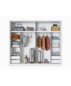 ARMADIO 2 ANTE SCORREVOLI BELLAHOME "ALBA" CON SPECCHIO BIANCO 250,8X59,8X215,7 CM