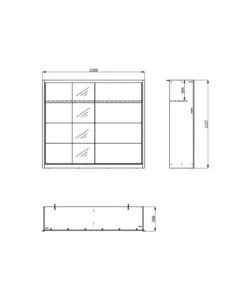 ARMADIO 2 ANTE SCORREVOLI BELLAHOME "ALBA" CON SPECCHIO BIANCO 250,8X59,8X215,7 CM