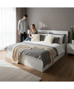 Letto matrimoniale  contenitore BellaHome "Double" bianco 160x190 cm