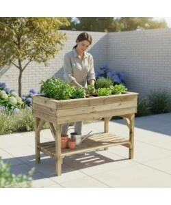 Fioriera per orto da esterno con supporto in legno di pino 120x60x87 cm