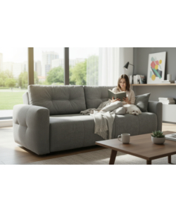 Divano letto BellaHome "Roma" 3 posti in tessuto grigio 236x98x87 cm