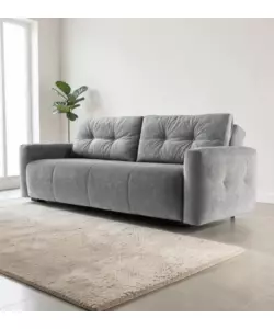 Divano letto BellaHome "Roma" 3 posti in tessuto grigio 236x98x87 cm