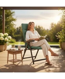 Sedia da esterno pieghevole reclinabile "bomber sicilia" salvia 122x60x61 cm