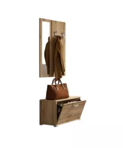 Mobile da ingresso con specchio "Trento" effetto quercia 72x35x143 cm