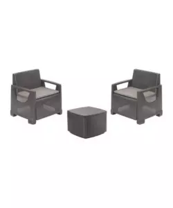 Set da giardino "Sorrento" in polipropilene antracite 2 sedute e tavolino