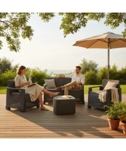 Set da giardino "Bellaggio" in polipropilene antracite 4 sedute e tavolino