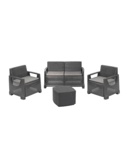 Set da giardino "Bellaggio" in polipropilene antracite 4 sedute e tavolino