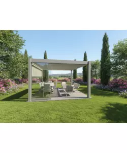 PERGOLA BIOCLIMATICA MOTORIZZATA RIVIERA "ULIVO" IN ALLUMINIO BEIGE 4X4X2,58 MT