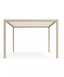 PERGOLA BIOCLIMATICA MOTORIZZATA RIVIERA "QUADRIFOGLIO" IN ALLUMINIO BEIGE 4X3X2,5 MT
