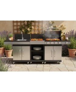 CUCINA DA ESTERNO RIVIERA "ARTEMISIA" CON BARBECUE A GAS 4 FUOCHI 235X46X118 CM