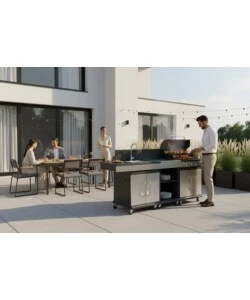 CUCINA DA ESTERNO RIVIERA "ARTEMISIA" CON BARBECUE A GAS 4 FUOCHI 235X46X118 CM