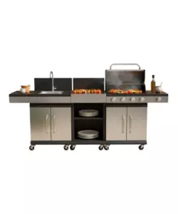 CUCINA DA ESTERNO RIVIERA "ARTEMISIA" CON BARBECUE A GAS 4 FUOCHI 235X46X118 CM