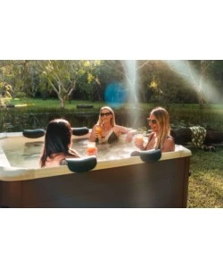 PISCINA IDORMASSAGGIO RIVIERA "AERO PLUS" MARRONE EFFETTO LEGNO 6 PERSONE 180X180X65 CM