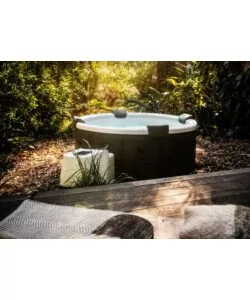 PISCINA IDROMASSAGGIO RIVIERA "DENVER" MARRONE EFFETTO LEGNO 6 PERSONE 182X182X70 CM