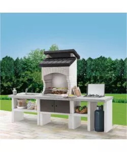 CUCINA DA ESTERNO PALAZZETTI "BILBAO" IN CEMENTO 270X70X186 CM