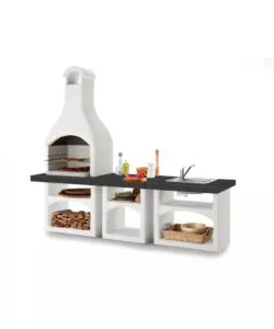 CUCINA DA ESTERNO PALAZZETTI "BRIONI" IN CEMENTO 250X70X225 CM