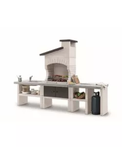 CUCINA DA ESTERNO PALAZZETTI "GUANACO 2" IN CEMENTO 270X70X204 CM