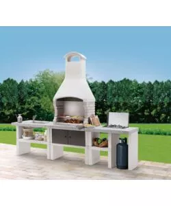 CUCINA DA ESTERNO PALAZZETTI "MARBELA" IN CEMENTO 270X70X238 CM