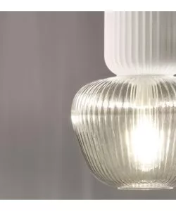 Lampada a sospensione Onli "Jelly" doppio vetro trasparente bianco satinato 1xE27