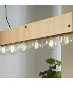 Lampada a sospensione Onli "Argo" lineare legno 6xE27