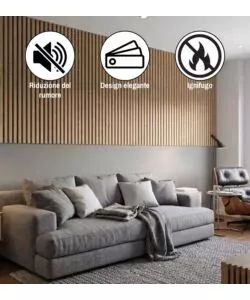 Rivestimento murale fonoassorbente Cosmo quercia 60x2,2x120 cm