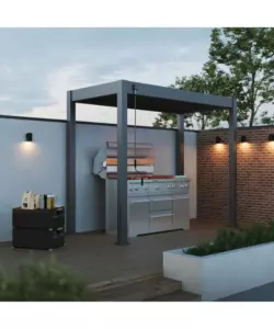 PERGOLA BIOCLIMATICA OMBRÉA "BBQ" IN ALLUMINIO ANTRACITE 302,3X146,8X255,8 CM