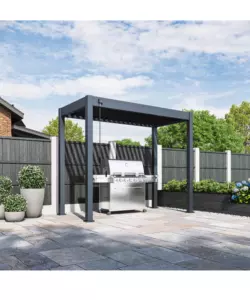 PERGOLA BIOCLIMATICA OMBRÉA "BBQ" IN ALLUMINIO ANTRACITE 302,3X146,8X255,8 CM