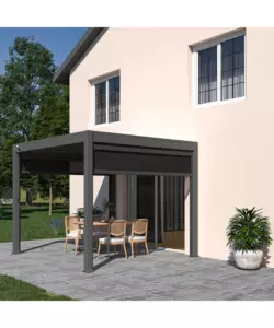 PERGOLA BIOCLIMATICA OMBRÉA "VS" IN ALLUMINIO ANTRACITE 308X308X257 CM