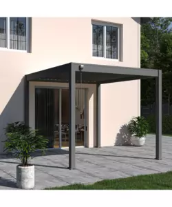 PERGOLA BIOCLIMATICA OMBRÉA "VS" IN ALLUMINIO ANTRACITE 308X308X257 CM