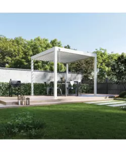 PERGOLA BIOCLIMATICA OMBRÉA "VS"  IN ALLUMINIO BIANCO 308X308X257 CM