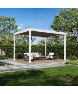 PERGOLA BIOCLIMATICA OMBRÉA "VS"  IN ALLUMINIO BEIGE SABBIA 397x303x257 CM