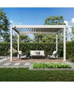 PERGOLA BIOCLIMATICA OMBRÉA "VS"  IN ALLUMINIO BEIGE SABBIA 397x303x257 CM