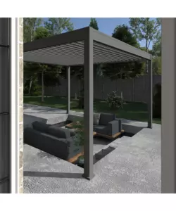 PERGOLA BIOCLIMATICA OMBRÉA "VS"  IN ALLUMINIO ANTRACITE 399,5X399,5X257 CM