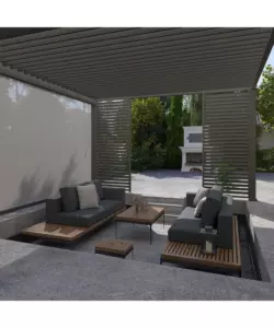 PERGOLA BIOCLIMATICA OMBRÉA "VS"  IN ALLUMINIO ANTRACITE 399,5X399,5X257 CM