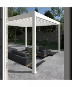 PERGOLA BIOCLIMATICA OMBRÉA "VS"  IN ALLUMINIO BIANCO 399,5X399,5X257 CM