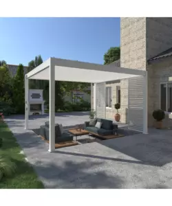 PERGOLA BIOCLIMATICA OMBRÉA "VS"  IN ALLUMINIO BIANCO 399,5X399,5X257 CM