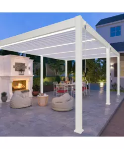 PERGOLA BIOCLIMATICA OMBRÉA "VS"  IN ALLUMINIO BIANCO 599X399X257 CM